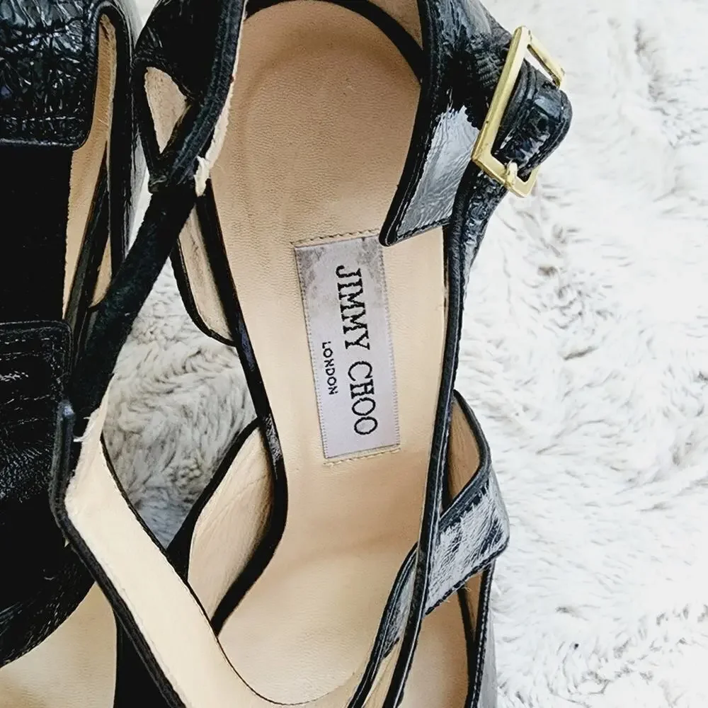 JIMMY CHOO LONDON BLACK OPEN TOE SANDALS SIZE 40(9)